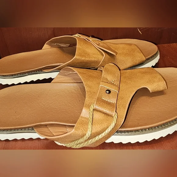 Shoes Brown Sandals Vegan With Toe Hold Nwot Size 859 Poshmark